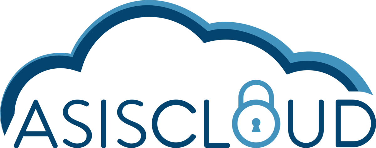 ASISCLOUD: nube blanca, contorno azul y candado